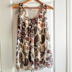 H Trend Italian Silk Print Sleeveless Top
